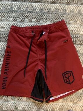 Born Primitive Red Athletic Training Shorts with Black Liner